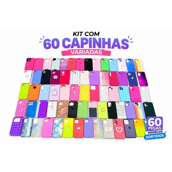 Kit 60 OU 30 Capas Cases Diversos Modelos de Celular Atacado Revenda Para Lojistas