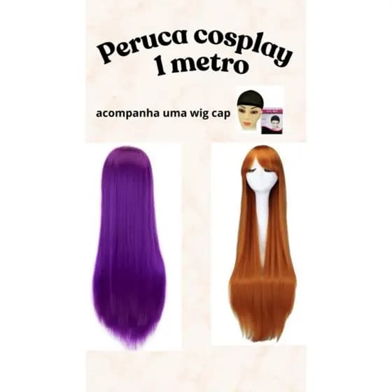 Peruca Cabelo Orgânico Cosplay liso 1metro Várias Cores Mangá Anime Fantasia
