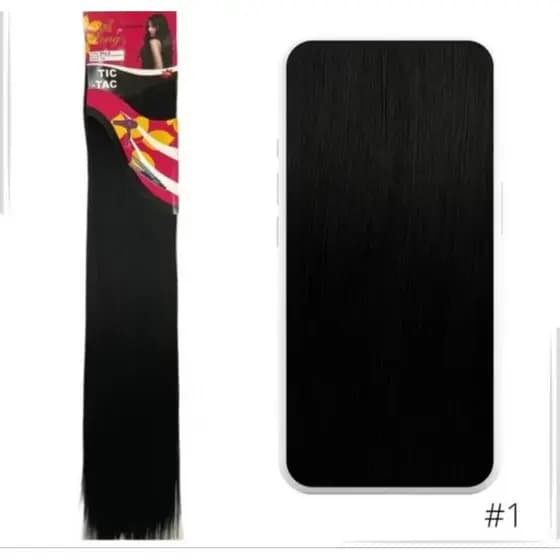Extensão de Cabelo em Fibra Orgânica WENG liso com Aplique Tic Tac para Volume
