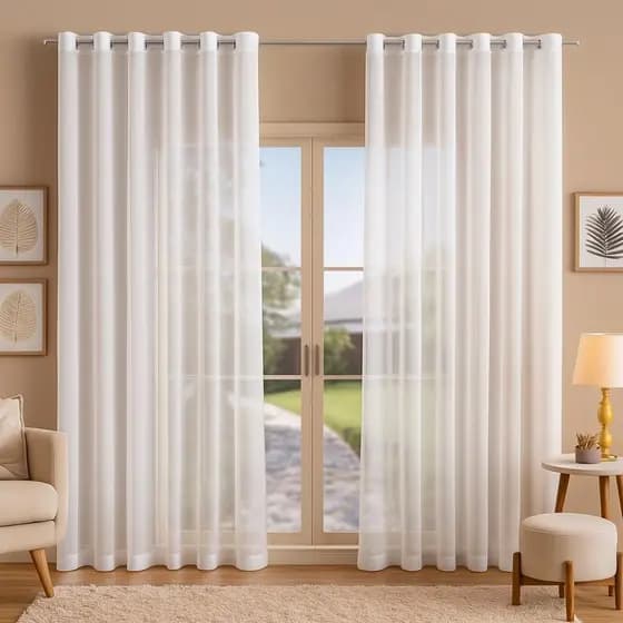 Cortina Voil 3,00X2,70 para varão simples com ilhós cromado- Cortina Para janela de Sala ou Quarto