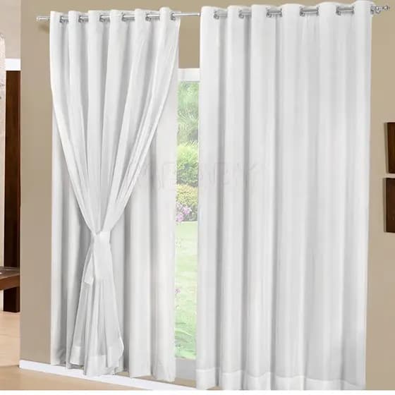 Cortina Blackout Com Voil 2,80m X 1,70m para varão simples - Cortina Para janela de Sala ou Quarto