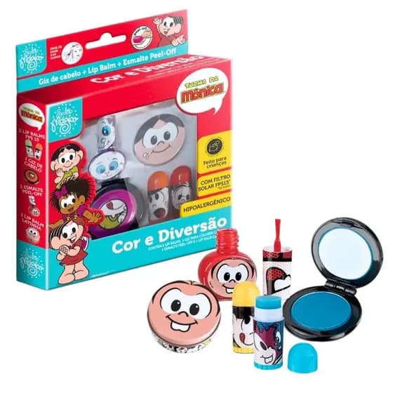 Kit Maquiagem Infantil Turma da Mônica – Cor e Diversão Hipoalergênico Lavável