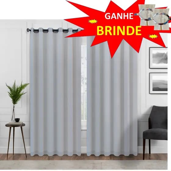 Cortina Janela Porta sala quart Ilhós argola 2,60m X 3,60m tecido madras