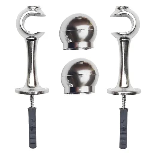 Par de Suportes e Ponteiras Para Varão Cortina Simples 28mm 2un Cromado