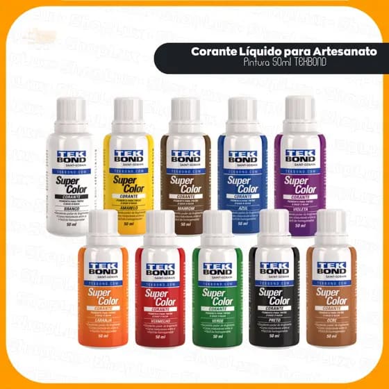 Kit 3 Corante Líquido para Artesanato Pintura 50ml TEKBOND