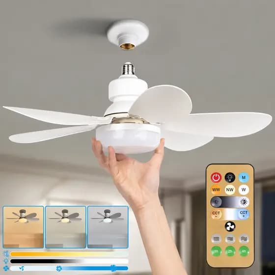 Ventilador de Teto com Luz LED 60W – 5 Hélices – 3 Tons de Luz – Bivolt – Controle Remoto
