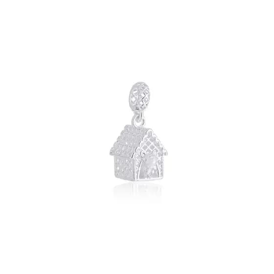 Berloque 3D Casa com Cachorro Prata 925 2,1cm