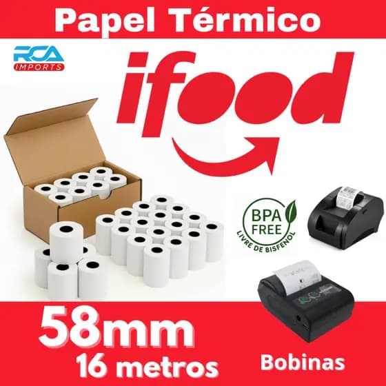 Papel para iFood Delivery impressora témica 58mm
