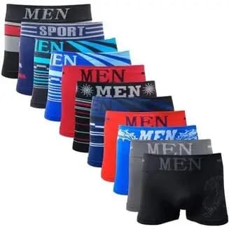 Kit 12 Cuecas Masculinas Box Microfibra Adulto Lisa Boxer