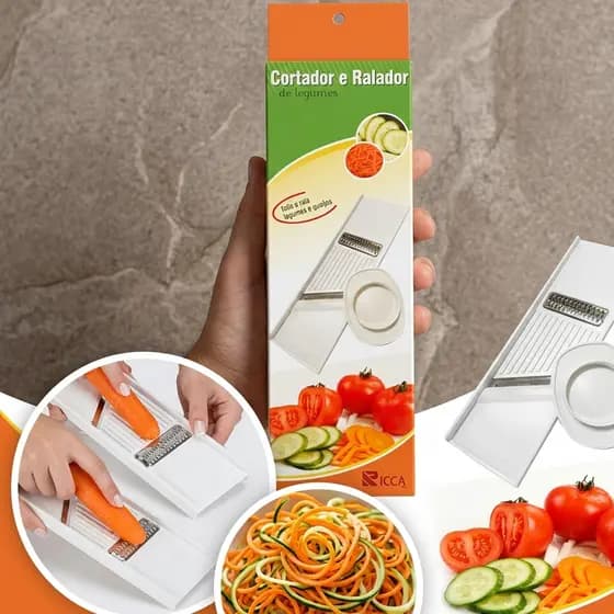 Ralador Cortador E Fatiador de Cor Branca Multiuso Legumes Queijos E Frutas Dupla Face Ricca