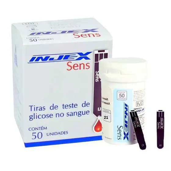 Tiras Teste de Glicose Sanguínea Injex Sens - 50 unidades