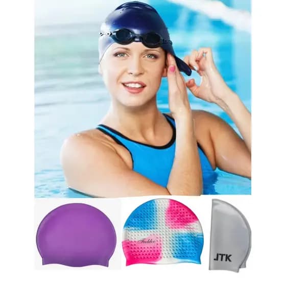 Touca De Natação De Silicone Para Hidroginastica Touca De Silicone Adulto