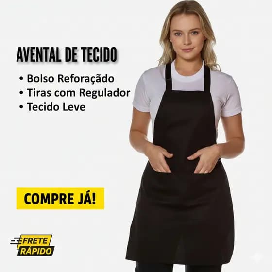 Avental de Tecido com Bolso e Regulador