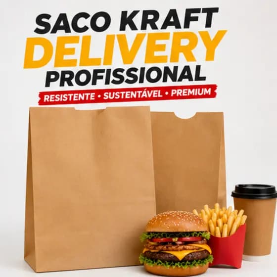 Kit Sacos Papel Kraft Embalagem Para Delivery 50 UNIDADES Escolha Tamanho PP/P/M/G/GG