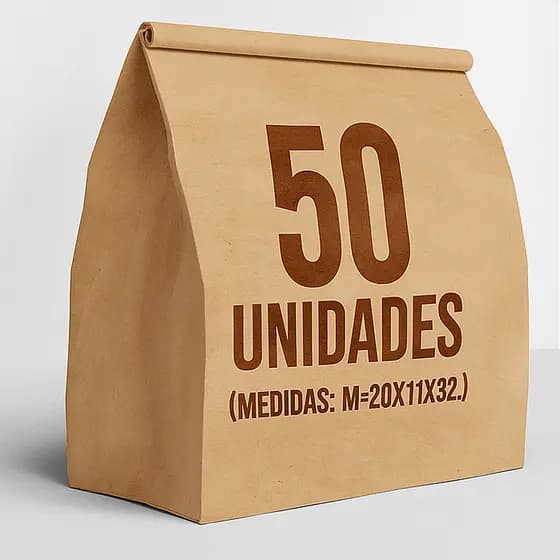 50 Saco M Delivery Papel Kraft Pardo 20x11x32 Embalagens para Entregas
