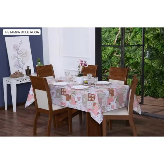 Toalha de Mesa Oxford Estampada 4 lugares Tecido Poliéster Sala Jantar Cozinha Decorativa