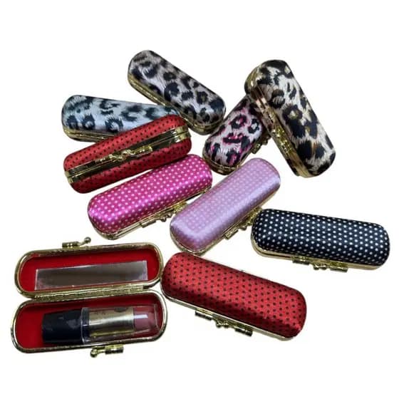 Kit Com 2/6/12 Peças Porta Batom Com Espelho De Bolsa Portátil Seda Colorido