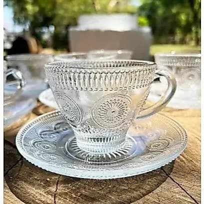Conjunto Xícaras com Pires Bohemia 220ml Vidro Premium – Mesa Posta Sofisticada