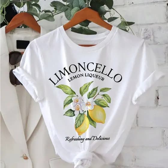 Camiseta Feminina Estampada Limoncello Limão Para o Verão Estilosa