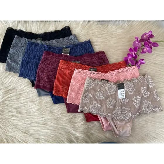 Kit 5 Calcinhas Cinta Renda Cintura Alta Confortável e Moderna Cl093