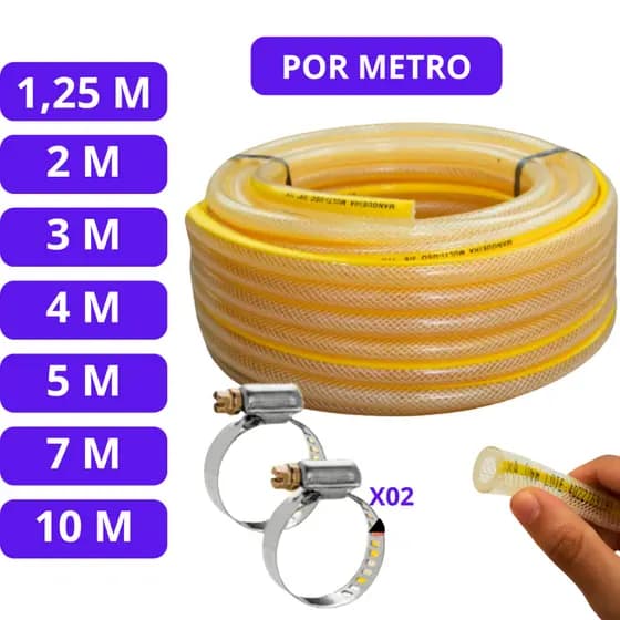 Kit Mangueira de Gás Cozinha + 2 Abraçadeiras 2m | 3m | 4m | 5m | 7m | 10m Universal