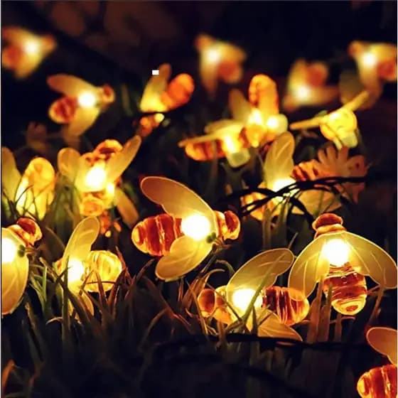 Pisca Pisca de Natal Abelha Cordão 8 Modos De Luz de Led 9.5 Metros Energia Solar Decoração Grande