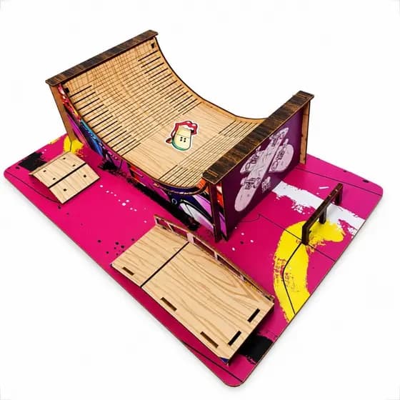 Pista De Skate Em Mdf Adesivado Rosa Grafite Manobras Skate De Dedo