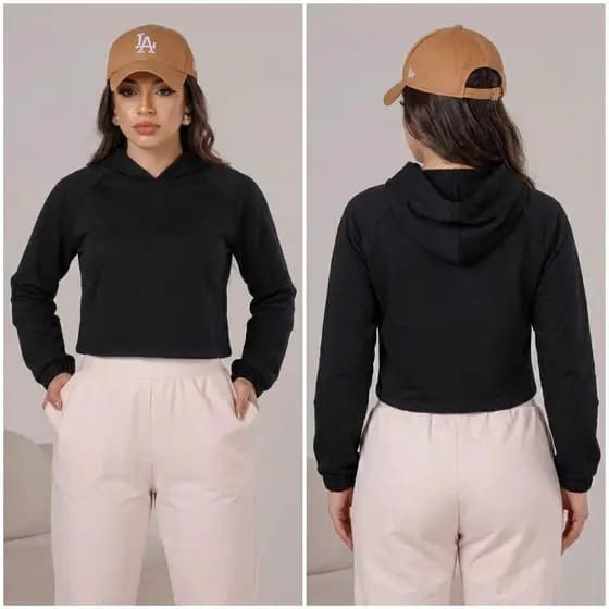 Blusa Moletom Feminino Moletom Flanelado Cropped Felpado Casaco Moletom Capuz Moletom Quente Inverno