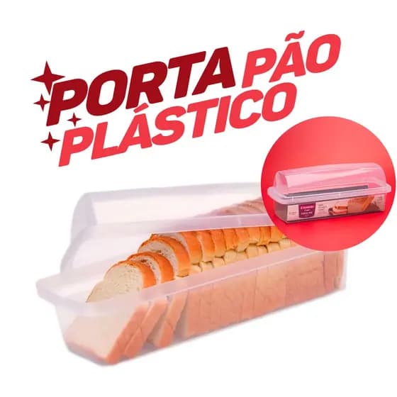 Porta Pão Plástico Organização Sanremo Guarda Pão Forma Prático Tampa Transparente