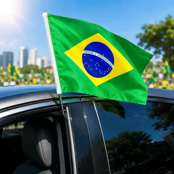 Bandeira Brasil para Carro Vidro Janela Torcedor Copa Futebol Dupla Face 40x30cm