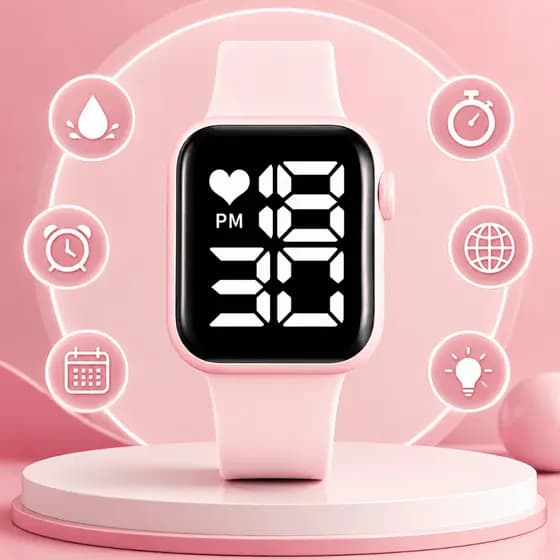 Relógio Digital SKMEI Resistente à Água Esportivo Unissex LED Alarme Cronômetro Rosa Claro
