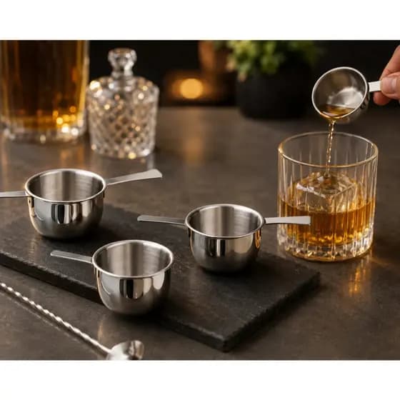 Dosador Medidor De Bebidas Com Alça 50ml Aço Inox Coquetel Drinks Whisky Bartender Barman