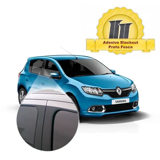 Adesivo Blackout Sandero p/ Coluna de Porta Preto Fosco Poroso
