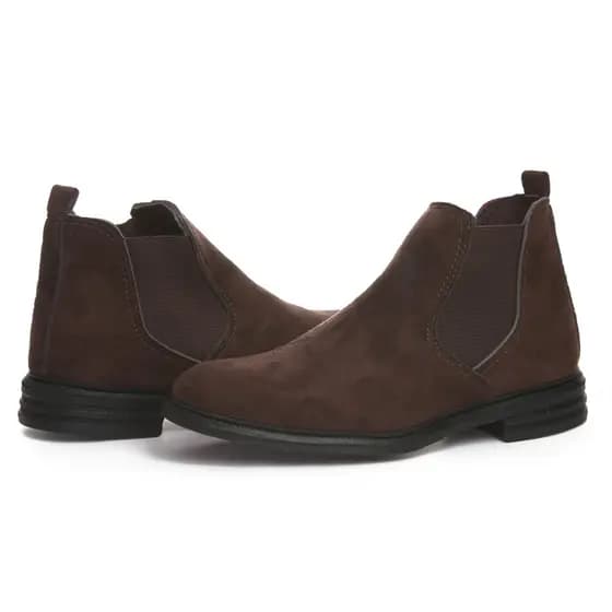 Botina Coturno Masculino Preto Estilo Elegante Couro Camurça