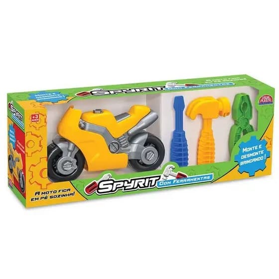 Moto De Brinquedo Spyrit Com Ferramentas Usual Brinquedos Oficina Mecânico Monta E Desmontar