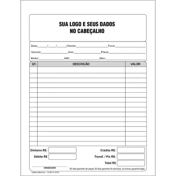 5 Talões Pedido Controle Orçamento 2 Vias Carbonado A/4