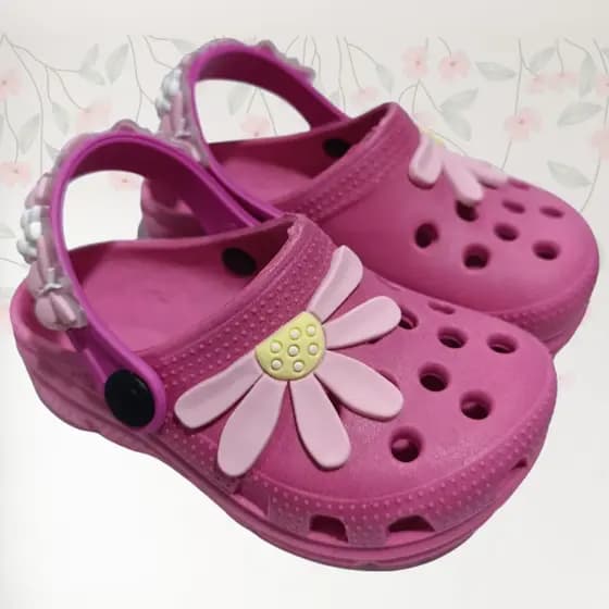 Sandália Babuche Infantil Menina Flor Rosa , Leve e Macio
