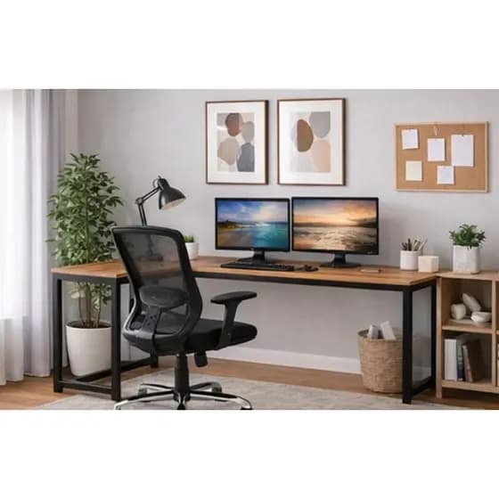 QUEIMA DE ESTOQUE Kit Mesa em L com Cadeira Ergonômica Executiva
