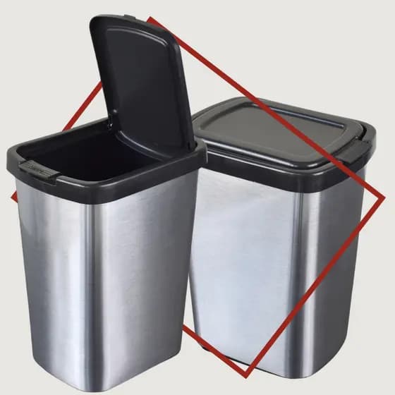 OFERTA Lixeira Cesto de Lixo Prático 09 Litros Imita Inox para Cozinha Banheiro Escritório Sala de E