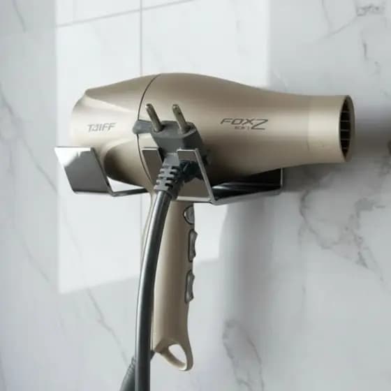 Suporte Para Secador E Escova Acrílico 4mm Fixar Na Parede Design Moderno
