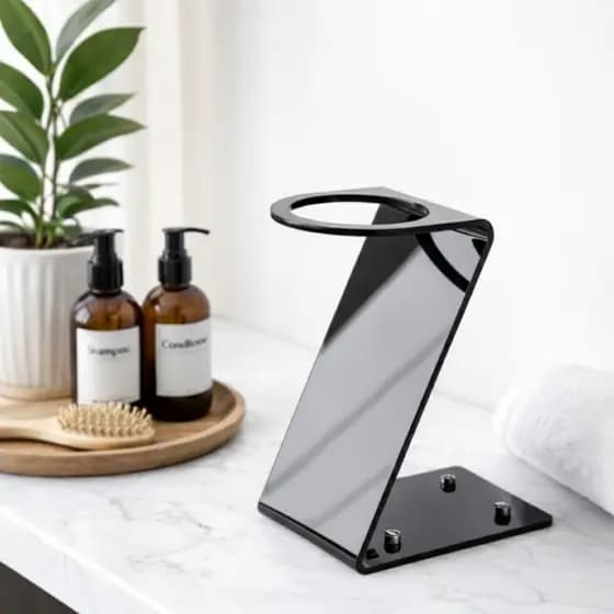 Porta Secador De Cabelo Profissional Acrílico Com Ventosas Mesa Bancada