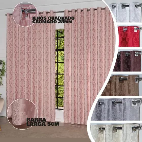 Cortina Jacquard 4,00X 2,70 Semi Blackout Sala E Quarto