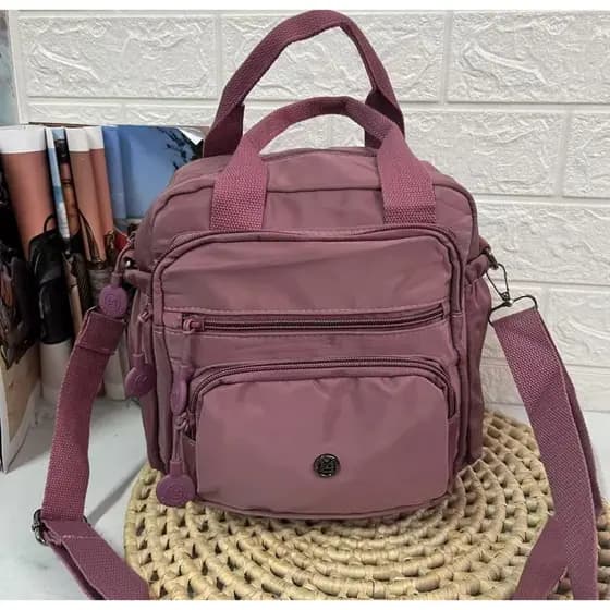 Bolsa feminina nylon impermeável vira mochila transversal tiracolo leve 3em1