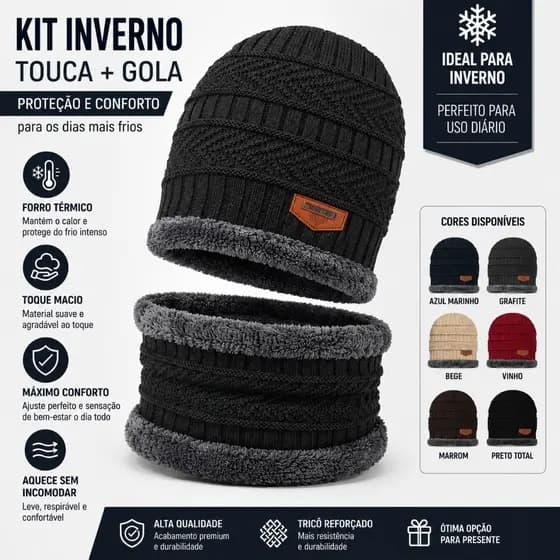 Touca Cachecol Peluciada Proteção Contra Frio Intenso