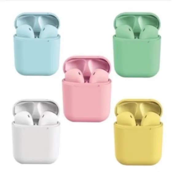Fone de Ouvido Bluetooth i12 TWS Sem Fio Macaron Colorido com Microfone