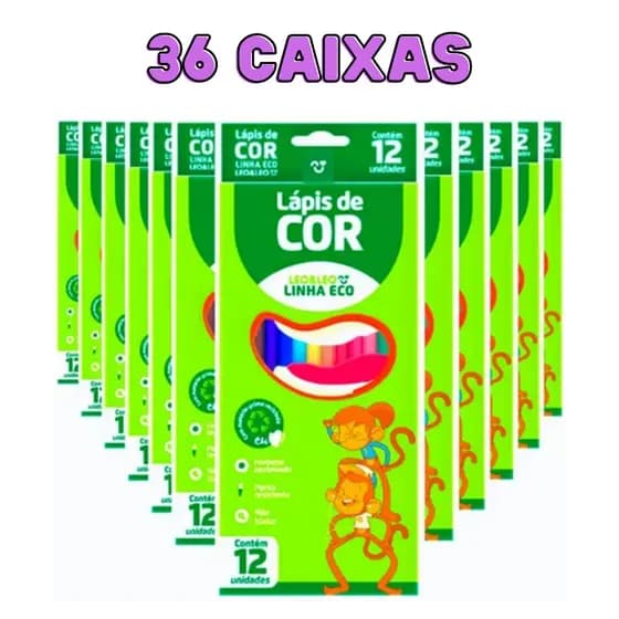 LAPIS DE COR 12 CORES LEOLEO ECOLOGICO-36 CAIXINHAS papelaria