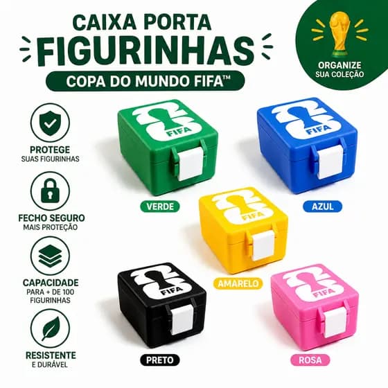 Caixinha Porta Figurinha Caixa Para Figurinhas da Copa Box Brasil | 150 Figurinhas da Copa do Mundo