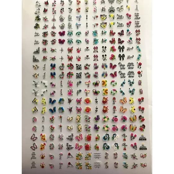 Cartelão 240 Adesivos 3D para unhas Adesivos Artesanais Kit Adesivos de unha Kit Manicure (Finalizadas com base)