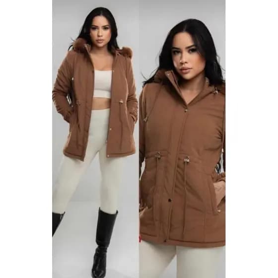 Jaqueta Parka S Casaco Sobretudo Feminina Forrada Pelucia