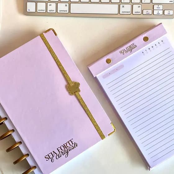 Kit Presente Caderno e Bloco de Notas A5 - Seja Forte e Corajosa - Disco Inteligente Iscool